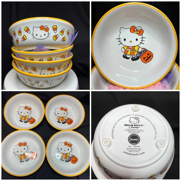 Sanrio Hello Kitty Halloween Ceramic Candy Corn Kitchen Bundle - Canister &Bowls - Picture 11 of 12